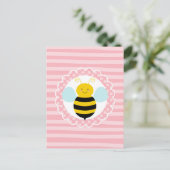 Schattige hommel - Roze Geel Briefkaart (Staand voorkant)