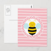 Schattige hommel - Roze Geel Briefkaart (Voorkant / Achterkant)