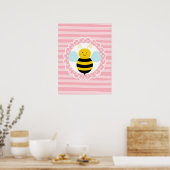 Schattige hommel - Roze Geel Poster (Keuken)