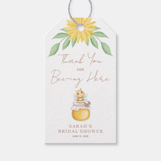 Schattige hommelgeel dank u genderneutraal cadeaulabel (Voorkant)