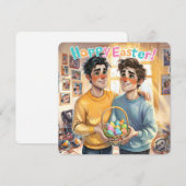 Schattige homostel met paasmand feestdagenkaart (Voorkant / Achterkant)
