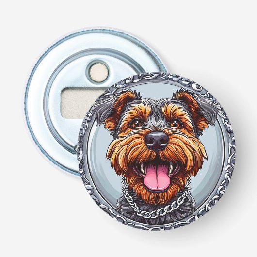 Schattige Hond Button Flesopener (Voorkant)