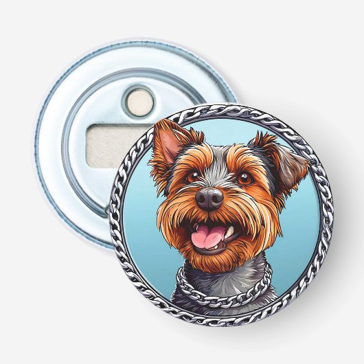 Schattige Hond Button Flesopener (Voorkant)