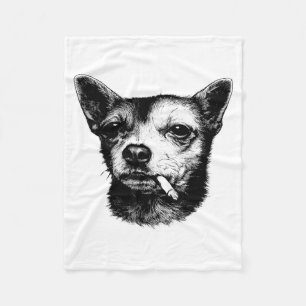 Schattige Hond die Sigaret Rookt Chihuahua Meme Fleece Deken