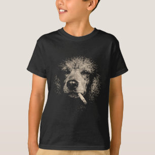 Schattige hond die sigaret rookt poedel meme t-shirt