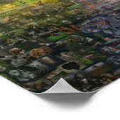 Schattige hond die uit het venstermozaïek hangt poster (Hoek)