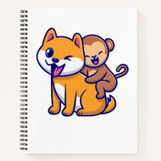 Schattige hond en aap Cartoon duo Notitieboek