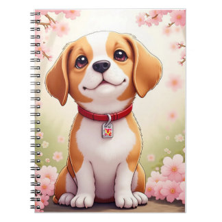 Schattige hond en bloesems notitieboek