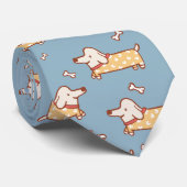 Schattige Hond en Bot Naadloos Patroon Stropdas (Opgerold)