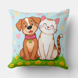 Schattige hond en kat samen vriendschap dierlijke kussen