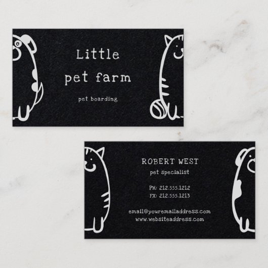 schattige hond en kattendoedeldier visitekaartje (Voorkant / Achterkant)