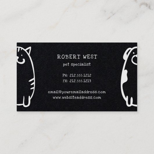 schattige hond en kattendoedeldier visitekaartje (Achterkant)