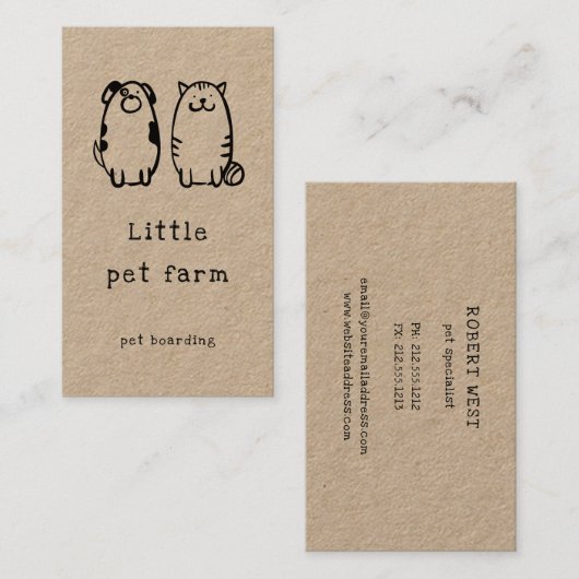 schattige hond en kattendoekje op het vliegveld visitekaartje (Voorkant / Achterkant)