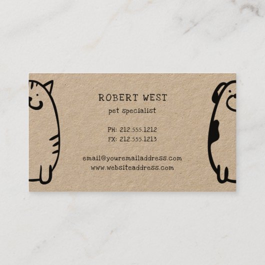 schattige hond en kattendoekje op het vliegveld visitekaartje (Achterkant)