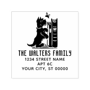 Schattige hond en vlinder familienaam retouradres zelfinktende stempel