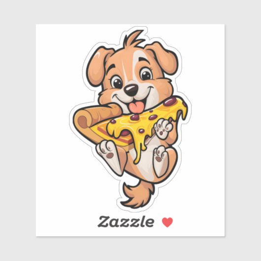 Schattige hond eten pizza Schattigee Canine Foodie Sticker (Vel)