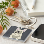 Schattige hond, frenchie sleutelhanger (Voorkant Rechts)