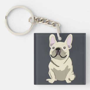 Schattige hond, frenchie sleutelhanger