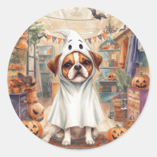 Schattige Hond Geest Gelukkig Halloween  Ronde Sticker