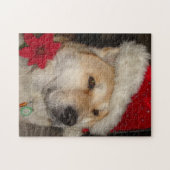schattige hond gekleed voor kerstmis legpuzzel (Horizontaal)