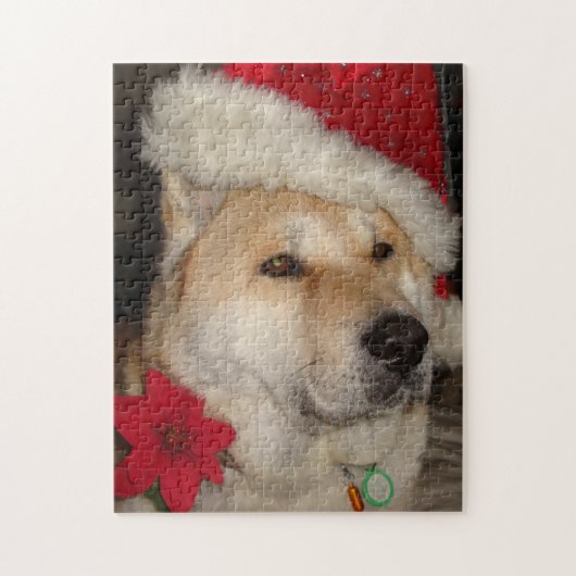 schattige hond gekleed voor kerstmis legpuzzel (Verticaal)