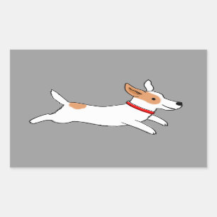 Schattige Hond - Gelukkig Rennende Jack Russell Te Rechthoekige Sticker