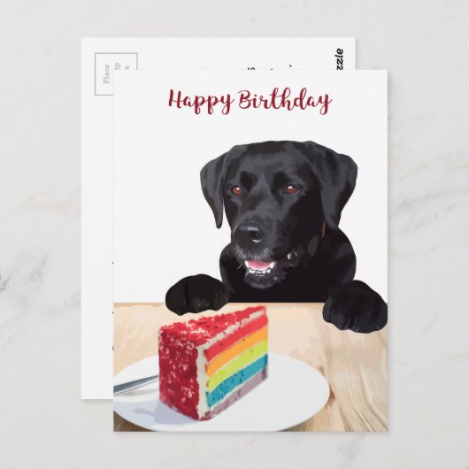 Schattige Hond Gelukkige Verjaardag - Zwarte Labra Briefkaart (Voorkant / Achterkant)