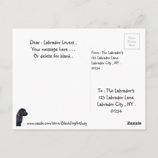 Schattige Hond Gelukkige Verjaardag - Zwarte Labra Briefkaart (Achterkant)