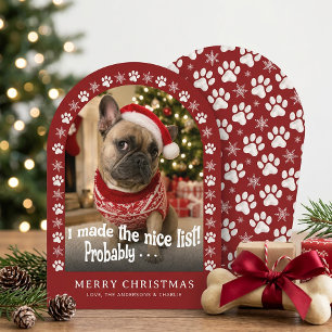 Schattige Hond Grappige Huisdier Foto Kerstmis Feestdagenkaart