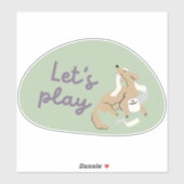Schattige, hond, groene achtergrond "Let's Play!"  Sticker (Vel)