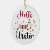 Schattige Hond Hallo Winter Keramisch Ornament (Rechts)