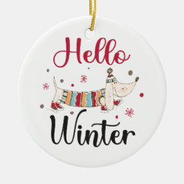Schattige Hond Hallo Winter  Keramisch Ornament