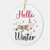 Schattige Hond Hallo Winter Keramisch Ornament (Links)