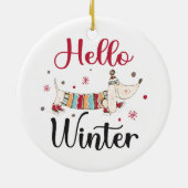 Schattige Hond Hallo Winter Keramisch Ornament (Achterkant)