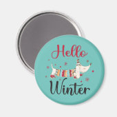 Schattige Hond Hallo Winter  Magneet (Voorkant / Achterkant)