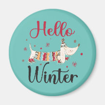 Schattige Hond Hallo Winter 