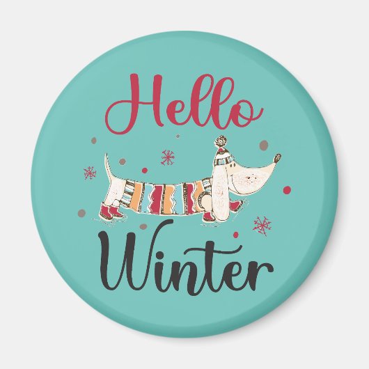 Schattige Hond Hallo Winter  Magneet (Voorkant)
