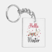 Schattige Hond Hallo Winter  Sleutelhanger (Voorkant Links)