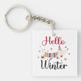 Schattige Hond Hallo Winter  Sleutelhanger