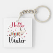 Schattige Hond Hallo Winter  Sleutelhanger (Achterkant)