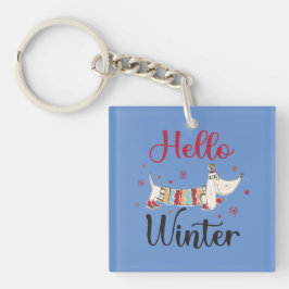 Schattige Hond Hallo Winter  Sleutelhanger