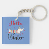 Schattige Hond Hallo Winter Sleutelhanger (Achterkant)