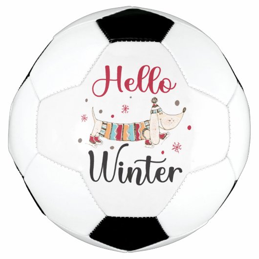 Schattige Hond Hallo Winter  Voetbal (Voorkant)