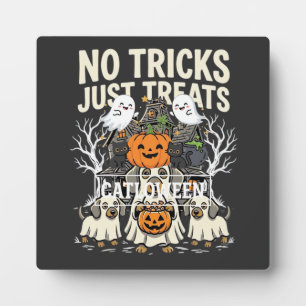 Schattige Hond Halloween Geen Streken Alleen Treat Fotoplaat