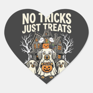 Schattige Hond Halloween Geen Streken Alleen Treat Hart Sticker