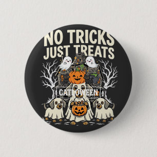 Schattige Hond Halloween Geen Streken Alleen Treat Ronde Button 5,7 Cm