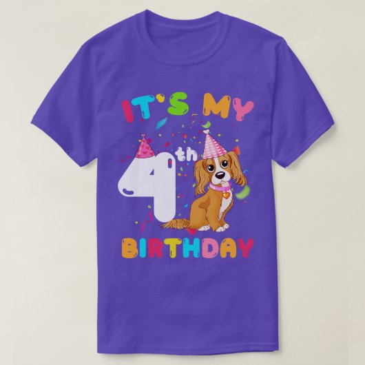 Schattige Hond Het Is Mijn 4e Verjaardag T-shirt (Design voorkant)