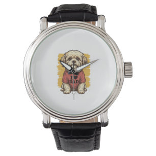Schattige Hond Ik Hou Van Papa Vintage Gravure Vec Horloge