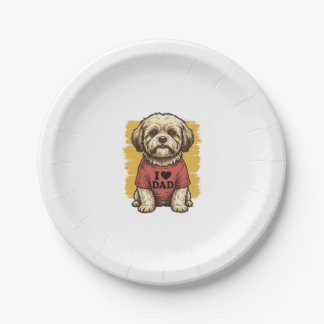 Schattige Hond Ik Hou Van Papa Vintage Gravure Vec Papieren Bordje