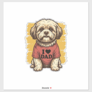 Schattige Hond Ik Hou Van Papa Vintage Gravure Vec Sticker